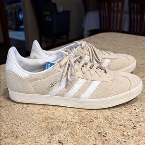 adidas Gazelle Light Tan and White Sneakers